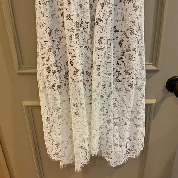 LULUS White Lace Maxi Long Dress with Nude Lining V-Neck Size Medium - Picture 6 of 10